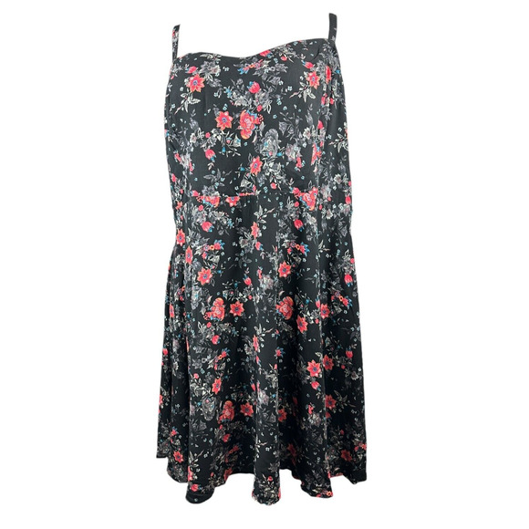 Torrid Mini Challis Sleeveless Dress Black Floral Smock Sundress Plus Size 4 4X - Picture 10 of 10